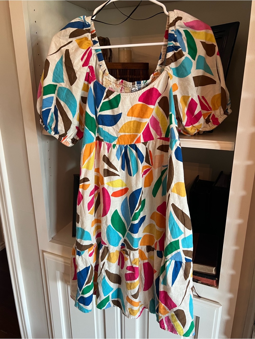 Tabitha Brown Dress Target Multicolor Botanical Square-Neck Smocked Pockets S